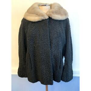 Medium Vintage Ronley Vintage Persian Curled Wool with Fur Trim Jacket